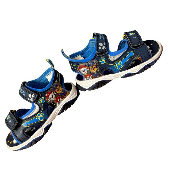 Nickelodeon Paw Patron Sandals Black Blue Size 6 Velcro Summer light-up - Picture 9 of 13